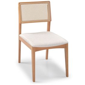 Cadeira Fifty Artsoli Castanho Claro com Tela Linho Areia - Outlet