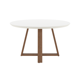 Mesa Redonda Bennett Província 135cm Nature com Vidro Off White