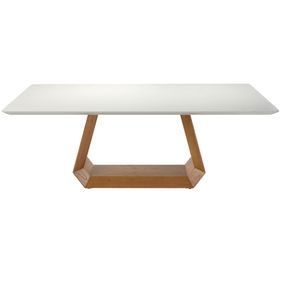 Mesa Retangular Diamond Ferrati 200x100cm Champanhe Tampo com Vidro Off White