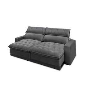 Sofá Albany 228cm Matielo 2 Assentos Retráteis Com Encostos Reclináveis Veludo Cinza