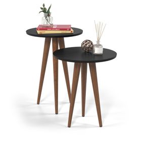 Conjunto com 2 Mesas Laterais Slim Patrimar Preto