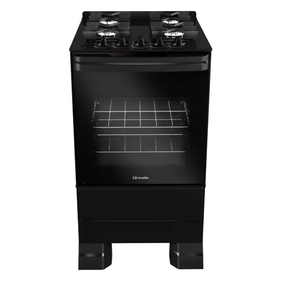 Fogão 4 bocas Mueller MFV4BF com Mesa de Vidro e grades de Ferro Fundido Preto Fosco Bivolt - Outlet