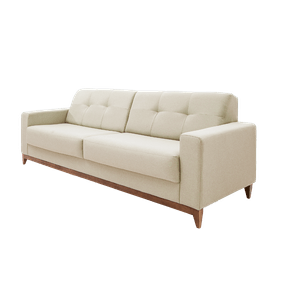 Sofá Living MH4219 240cm Herval 2 Assentos Base Madeira Linho Bege