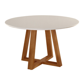 Mesa Redonda Versatile Ferrati 130x130cm Champanhe Tampo com Vidro New Off White - Outlet