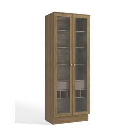 Cristaleira Kappesberg 80cm M628 2 Portas 1 Gaveta Nogueira e Fendi - Outlet