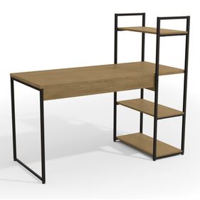 Escrivaninha Industrial Kappesberg LI010 136cm com 3 Prateleiras Freijó e Preto