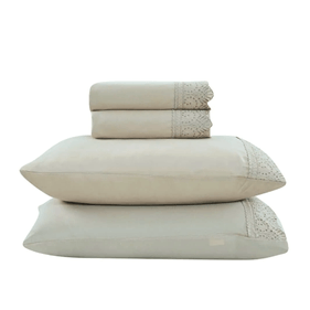 Jogo de Roupa de Cama Queen 4 Peças Hedrons Rendas Toque de Algodão Antílope