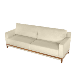 Sofá Living Mabel 220cm Krause 2 Assentos Pé de Madeira Amêndoa Linho Bege - Outlet