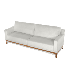 Sofá Living Mabel 250cm Krause 2 Assentos Pé de Madeira Amêndoa Linho Cinza - Outlet