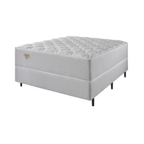 Conjunto Cama Box Privilege Casal Ecoflex 138x188x72cm Molas Ensacadas Wide Cinza Claro
