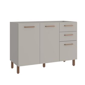 Armário Balcão de Cozinha Sardenha Casamia 100% MDF 2 Portas 3 Gavetas 120cm Cinza