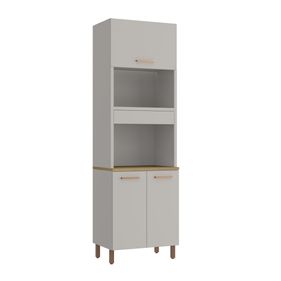 Paneleiro Torre Quente Sardenha Casamia 100% MDF 70cm 3 Portas 1 Gaveta com Nicho Cinza e Atenna