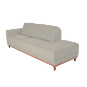 Sofá Living Maia 200cm Krause 2 Assentos e Puff Pés de Madeira Amêndoa Linho Chumbo - Outlet