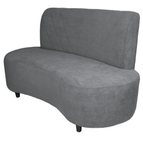 Sofá Living Drops 135cm Maramadan Orgânico Pé Bujão em Madeira Boucle Chumbo