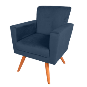 Poltrona Duna 66cm Maramadan Pé Palito Veludo Azul - Outlet