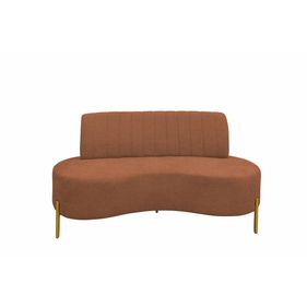 Sofá Living Qatar 135cm Konfort Pés em Metal Dourado Boucle Terracota - Outlet