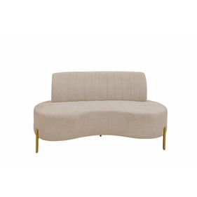 Sofá Living Qatar 135cm Konfort Pés em Metal Dourado Linho Bege