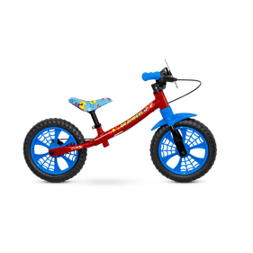 Bicicleta Nathor Aro 12 Balance Bike Spider-man Sem Pedal Azul e Vermelho