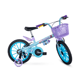 Bicicleta Nathor Aro 16 Frozen com Cestinha Roxo com Azul - Outlet