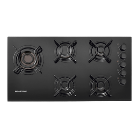 Cooktop 5 Bocas a Gás Brastemp BDD85AE com Quadrichama Preto Bivolt