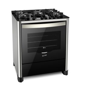 Fogão 5 Bocas Fischer de Piso Gran Cheff Tripla Chama Mesa de Vidro com Dourador 26988