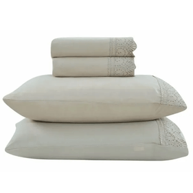 Jogo de Roupa de Cama Casal 4 Peças Hedrons Toque de Algodão Rendas Antílope