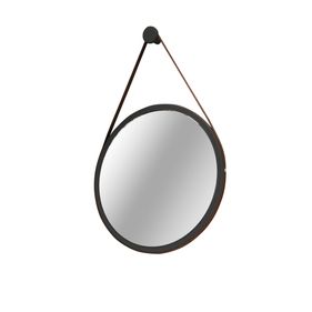 Espelho Decorativo com Alça HB Móveis Redondo 67cm Preto - Outlet