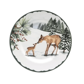 Prato de Sobremesa Copa e Cia Aquarelle em Cerâmica Bosque Natal Inverno