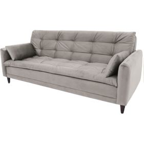 Sofá Cama Lara 208cm Linoforte com braço e 2 Almofadas Tecido Veludo Bege - Outlet
