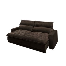 Sofá Albany 250cm Matielo 2 Assentos Retráteis Com Encostos Reclináveis Veludo Café - Outlet