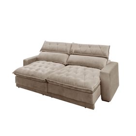 Sofá Albany 250cm Matielo 2 Assentos Retráteis Com Encostos Reclináveis Veludo Castor
