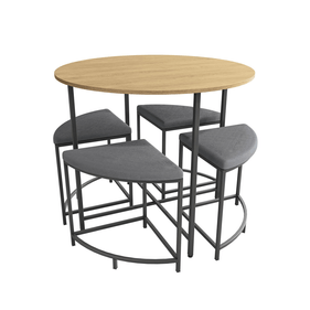 Conjunto Mesa Crome Industrial Kappesberg com 4 Bancos cor Freijo/Preto