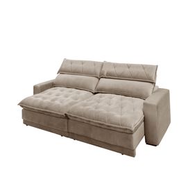 Sofá Albany 290cm Matielo 2 Assentos Retráteis Com Encostos Reclináveis Veludo Castor