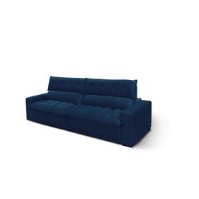 Sofá Albany 290cm Matielo 2 Assentos Retráteis Com Encostos Reclináveis Veludo Azul - Outlet