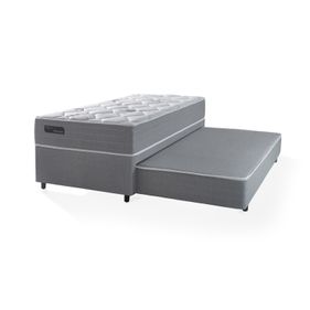Conjunto Cama Box Dreams Difference Solteiro com Auxiliar 88x188x56cm Molas Ensacadas Linho Cinza
