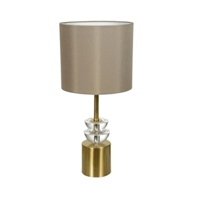 Abajur Florarte de Metal com Cristal Dourado Bege Bivolt