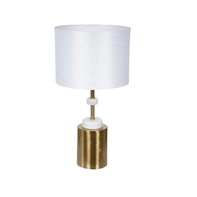 Abajur Florarte Metal com Marmore Dourado Branco Bivolt