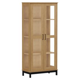 Cristaleira Madri Finestra 80cm 100% Madeira Maciça 2 Portas Roble/Preto - Outlet