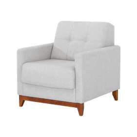 Poltrona 96cm Herval MH4219 Base Madeira Linho Cinza
