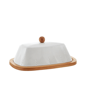 Manteigueira de Cerâmica Etilux Oasis com Base em Bambu