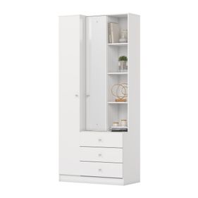 Roupeiro Doha Henn 80cm 2 Portas 3 Gavetas com Espelho Branco