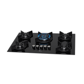 Cooktop à Gás Fischer 5 Bocas Infinity 26298-57077 Tripla Chama Grades em Ferro Fundido Vidro Preto Bivolt