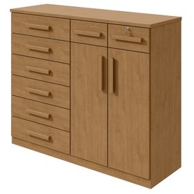 Cômoda Toronto Lopas 8 Gavetas e 2 Portas Amêndoa Clean - Outlet