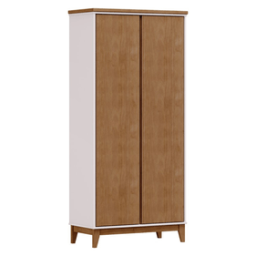 Roupeiro Prata 83cm Finestra 2 Portas 5 Prateleiras Off White/Freijó