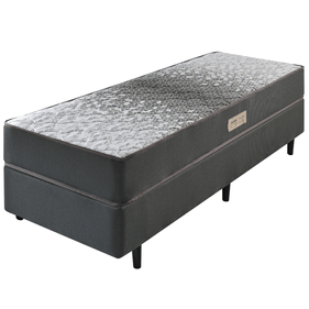 Conjunto Cama Box Dual Firm Casal Ecoflex 88x188x59 Espuma Chumbo