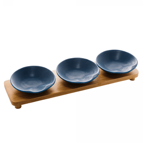 Conjunto Petisqueiras de Porcelana Rojemac com Bandeja Bambu - Outlet