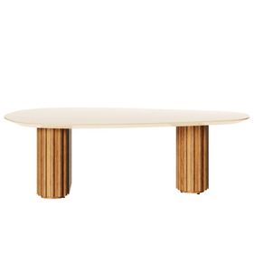Mesa de Centro Living Orgânica Imcal 120x37 Pé Ripado Off White
