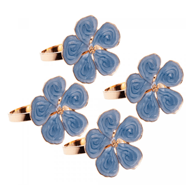 Jogo 4 Anéis para Guardanapos Rojemac Flower Azul