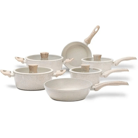Jogo de Panelas Brinox Antiaderente Ceramic Life 6 Peças Sirius com Indução Vanilla