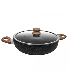 Panela Wok de Indução Rojemac com Tampa de Vidro 28cm Granilite Preta